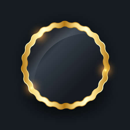 Golden Glossy Frame on Dark Background. Vector Illustrationのイラスト素材