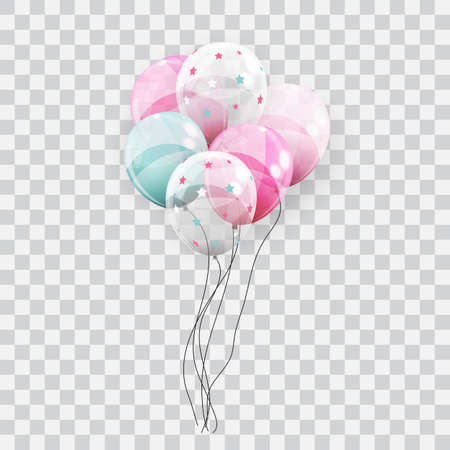 Color Glossy Balloons on Transparent Background Vector Illustration EPS10のイラスト素材