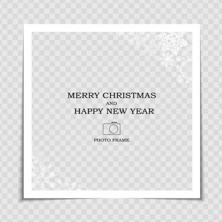 Merry Christmas and Happy New Year Photo Frame Template. Vector Illustration EPS10のイラスト素材