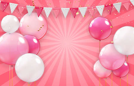 Holiday Background with Balloons. Can be used for advertisment, promotion and birthday card or invitation. Vector Illustration EPS10のイラスト素材