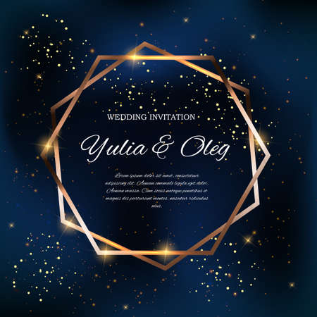 Wedding Invitation with Night Sky and Stars Background. Vector Illustrationのイラスト素材