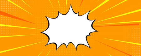 Pop art comic zoom background with lines, glow and speech bubble. Vector Illustration