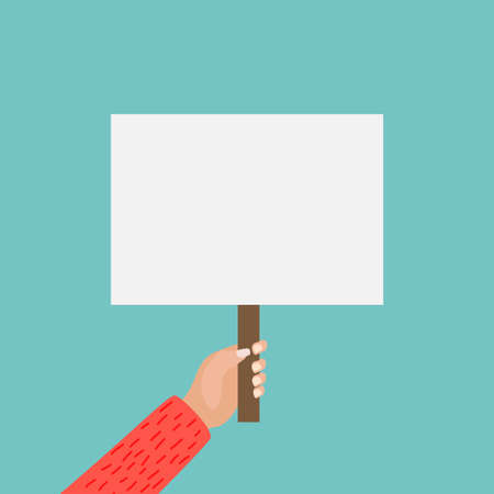 Hands holding blank placard. Vector Illustrationのイラスト素材