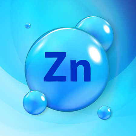 Mineral Zn Zink blue shiny pill capsule icon. Vector Illustrationのイラスト素材