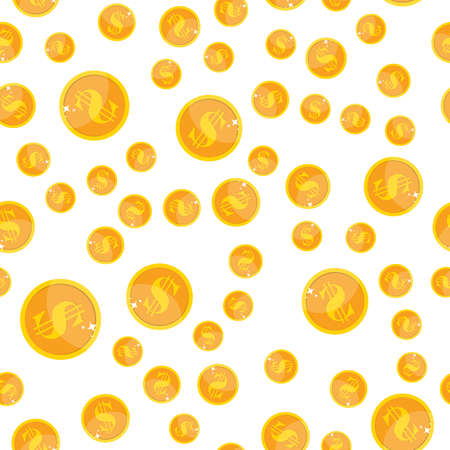 Golden Dollar Coin Monew Seamless Pattern Background Vector Illustrationのイラスト素材