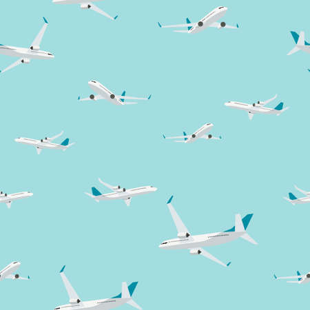 Flying airplane seamless pattern background. Vector Illustrationのイラスト素材