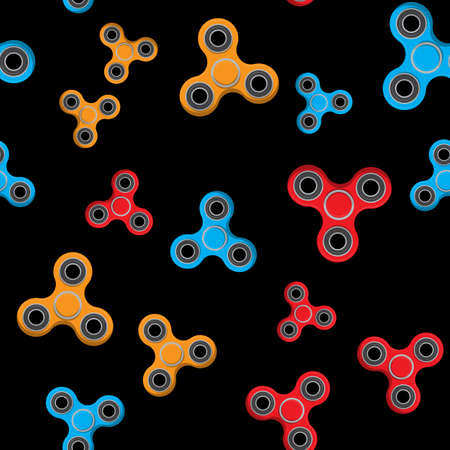 Spinner, popular anti-stress toy seamless pattern background. Vector Illustration.のイラスト素材
