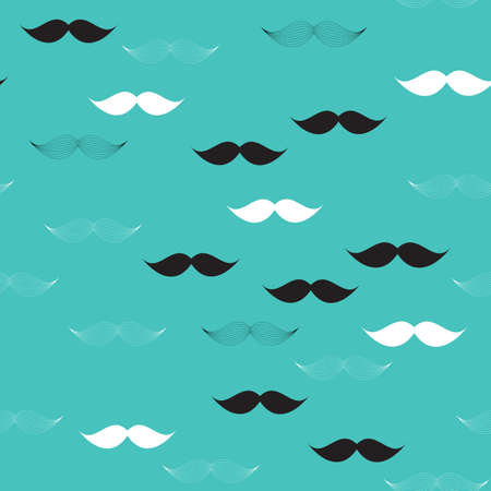 Mustache Seamless Pattern, Father`s Day Background Vector Illustration EPS10のイラスト素材