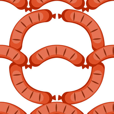 Fried sausage Seamless Pattern Background Vector Illustrationのイラスト素材