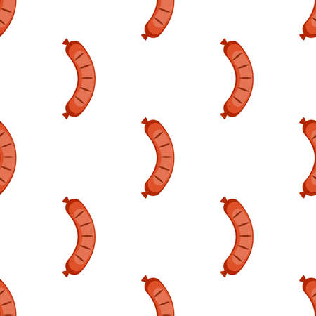 Fried sausage Seamless Pattern Background Vector Illustrationのイラスト素材