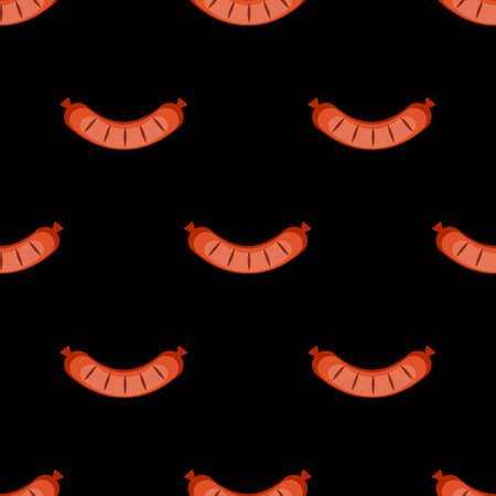 Fried sausage Seamless Pattern Background Vector Illustrationのイラスト素材