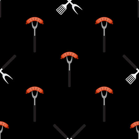 Fried sausage Seamless Pattern Background Vector Illustrationのイラスト素材