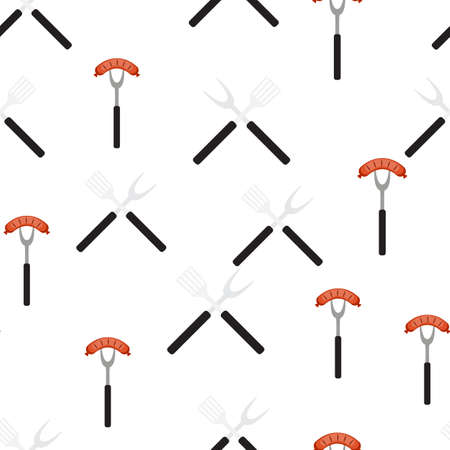 Fried sausage Seamless Pattern Background Vector Illustrationのイラスト素材