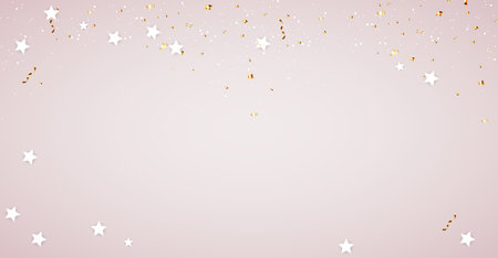 Glossy Background Template with Confetti and Stars.Template for design invitation, flyer, poster, banners, birthday card. Vector Illustrationのイラスト素材