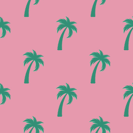 Palm tree silhouette seamless pattern background. Vector Illustrationのイラスト素材