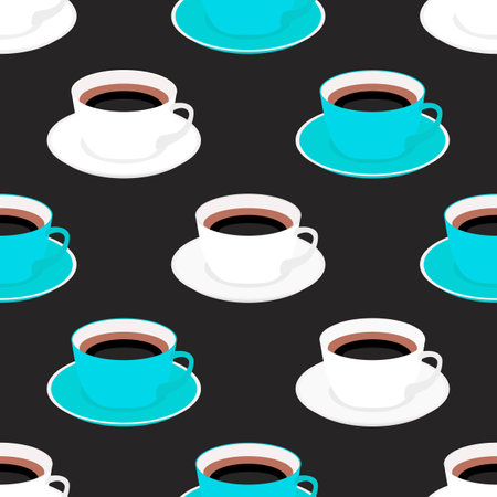 Seamless Pattern Background with Cup of Coffee. Vector Illustration EPS10のイラスト素材