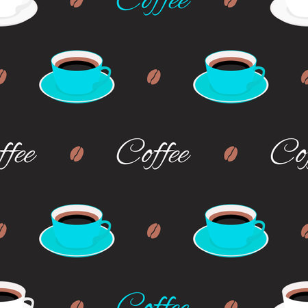 Seamless Pattern Background with Cup of Coffee. Vector Illustration EPS10のイラスト素材