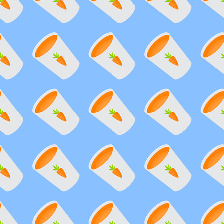Vitamin Carrot Juice Glass Cup Simple Seamless Pattern Background. Vector Illustrationのイラスト素材