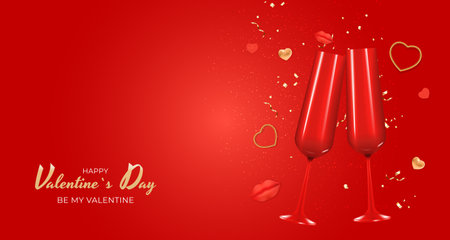 Valentine's Day Holiday Gift Card Background Realistic Design. Template for advertising, web, social media and fashion ads. Poster, flyer, greeting card, header for website Vector Illustration EPS10のイラスト素材