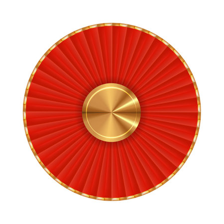 Realistic 3D red Chinese fan isolated on white background. Design element for Chinese New Year celebrationのイラスト素材