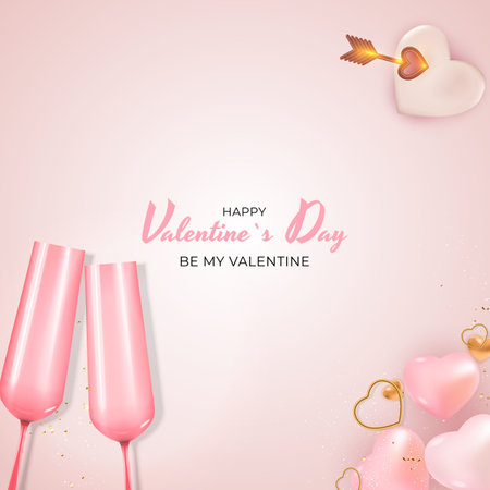 Valentine's Day Holiday Gift Card Background Realistic Design. Template for advertising, web, social media and fashion ads. Poster, flyer, greeting card, header for website Vector Illustrationのイラスト素材