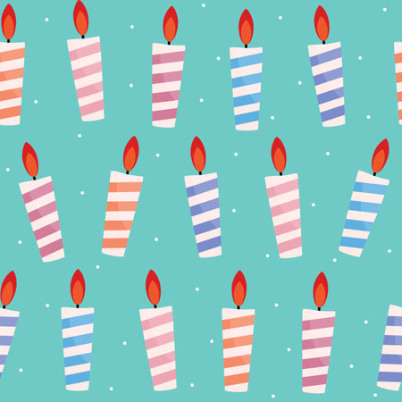 Happy Birthday Seamless Pattern Background with Candles. Vector Illustrationのイラスト素材