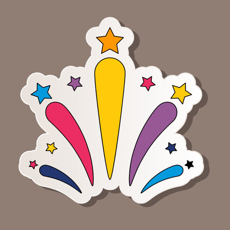 Firework Party Holiday Sticker Icon. Vector Illustrationのイラスト素材