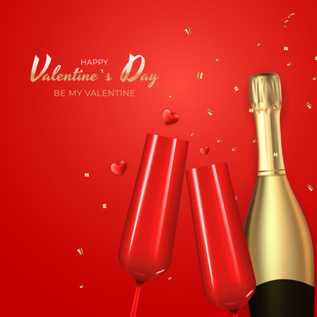 Valentine's Day Holiday Gift Card Background Realistic Design. Template for advertising, web, social media and fashion ads. Poster, flyer, greeting card, header for website Vector Illustrationのイラスト素材