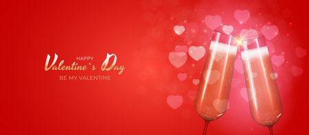 Valentine's Day Holiday Gift Card Background Realistic Design. Template for advertising, web, social media and fashion ads. Poster, flyer, greeting card, header for website Vector Illustrationのイラスト素材