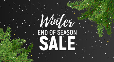 Winter End of Season Sale Background Design. Template for advertising, web, social media and fashion ads. Poster, flyer, greeting card, header for website Vector Illustrationのイラスト素材