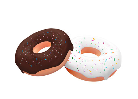 Realistic 3d sweet tasty donuts. Vector illustrationのイラスト素材