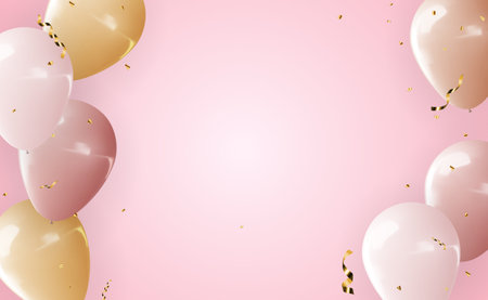Realistic 3d balloon background for party, holiday, birthday, promotion card, poster. Vector Illustrationのイラスト素材