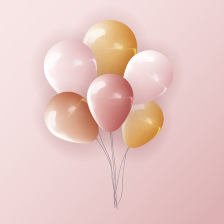Realistic 3d balloon background for party, holiday, birthday, promotion card, poster. Vector Illustrationのイラスト素材