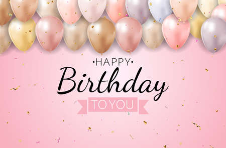 Realistic 3d balloon background for party, holiday, birthday, promotion card, poster. Vector Illustrationのイラスト素材