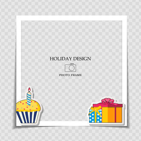 Party Holiday Photo Frame Template for post in Social Network. Vector Illustrationのイラスト素材