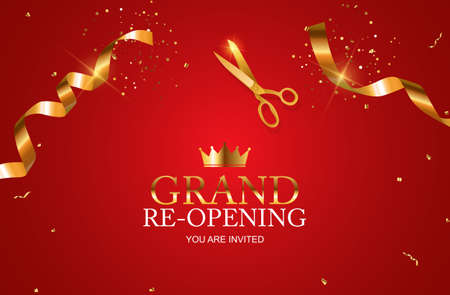 Grand RE-Opening Card Business Poster Background. Vector Illustrationのイラスト素材