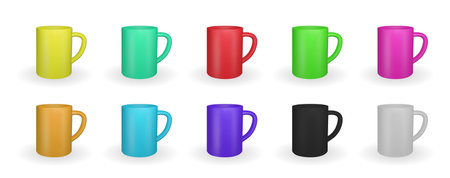 Set of Realistic red mug on a white background. 3D rendering. Vector Illustration.のイラスト素材