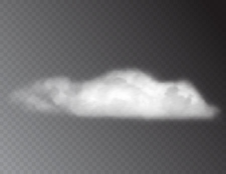 Realistic 3D white clouds isolated on transparent background. vector illustrationのイラスト素材