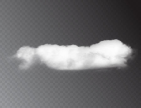 Realistic 3D white clouds isolated on transparent background. vector illustrationのイラスト素材
