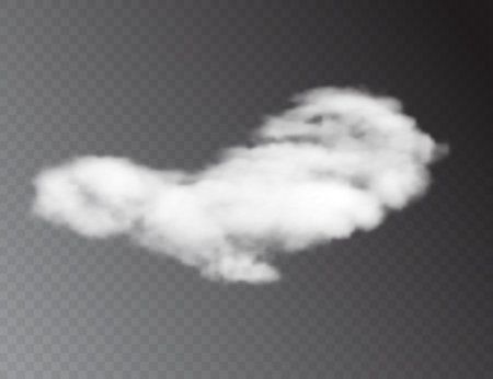 Realistic 3D white clouds isolated on transparent background. vector illustrationのイラスト素材