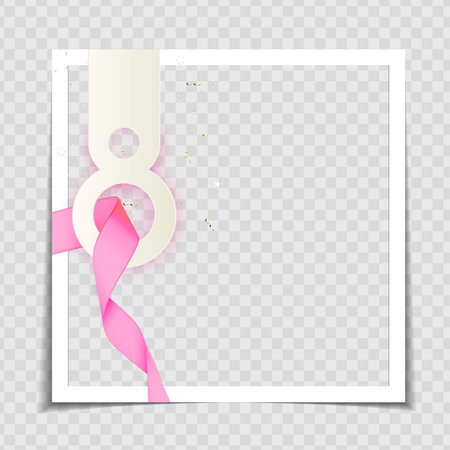 8 March Background Photo Frame Template for post in Social Network. Vector Illustrationのイラスト素材