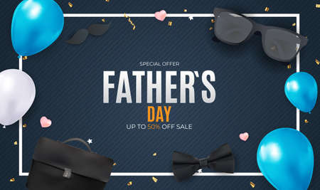 Father`s Day Sale Background. Poster, flyer, greeting card, header for website. Vector Illustrationのイラスト素材