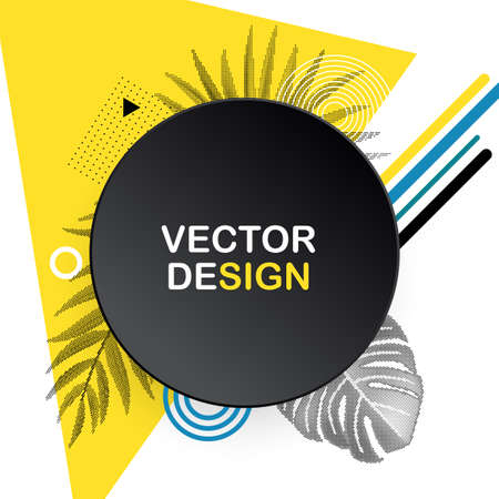 Abstract Geometric Trendy Background with Halftones Palm Leaves. Vector Illustrationのイラスト素材