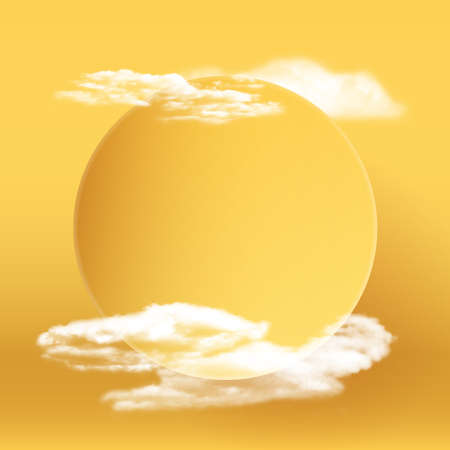 Realistic 3d pedestal cloudy background. Trendy empty podium display for cosmetic product presentation, fashion magazine. Copy space vector illustrationのイラスト素材