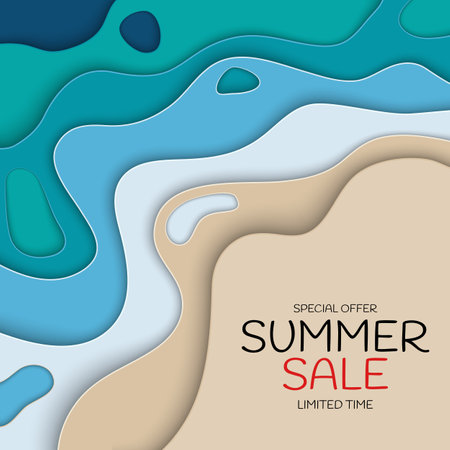 Summer Sale paper Cut Template Background. Special offer vector illustration EPS10のイラスト素材