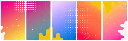 Set of Colorful abstract background with circles for stories, social networks. Vector Illustrationのイラスト素材