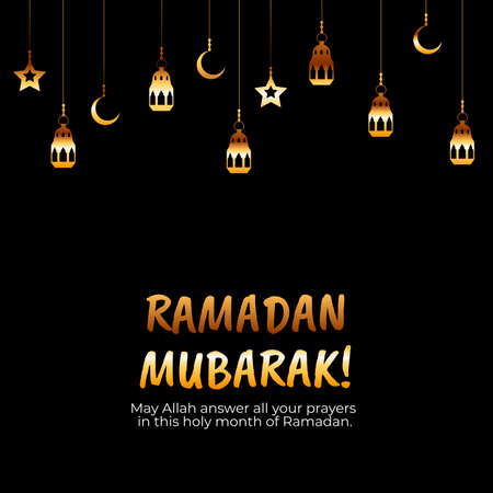 Ramadan Mubarak. Islamic Greeting Cards for Muslim Holidays. Vector Illustration EPS10のイラスト素材
