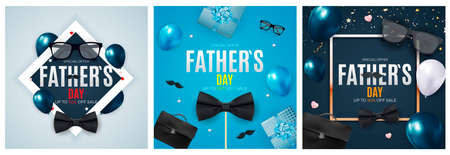 Father's Day Sale Background set. Poster, flyer, greeting card, header for website. Vector Illustrationのイラスト素材