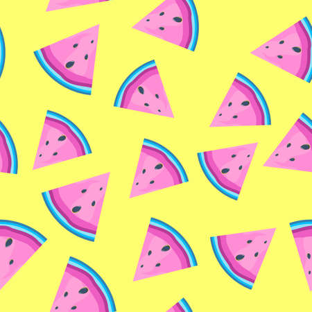 Summer Flat Seamless pattern Background with watermelon. Vector Illustrationのイラスト素材