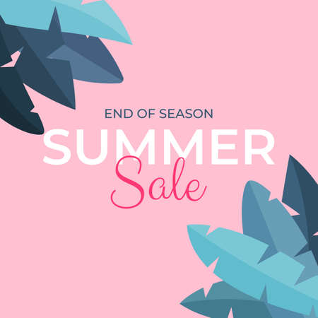 Tropical leaves summer sale backgroundのイラスト素材